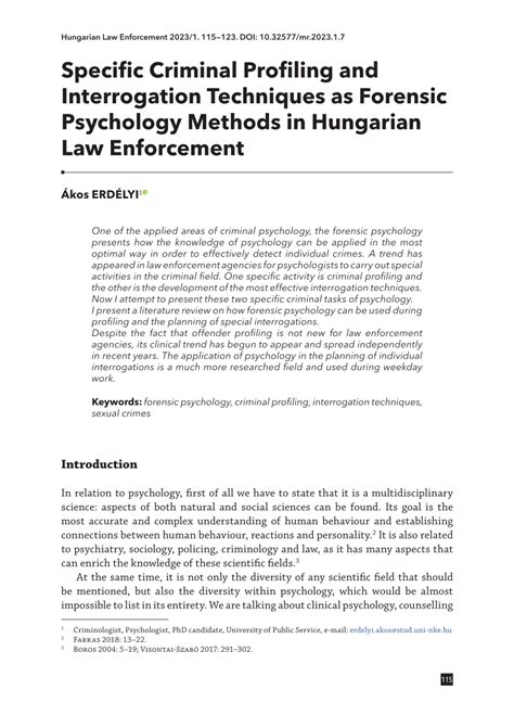 Description of Psychological Profiling in Interrogation