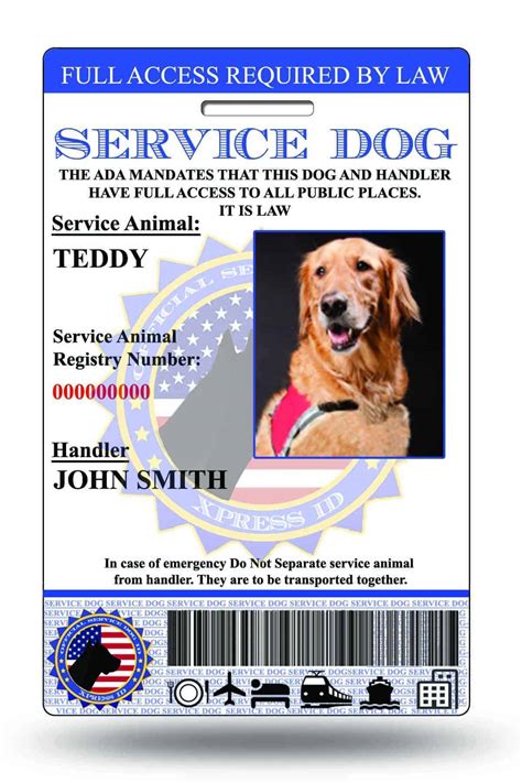 Public Access Card for Service Animals