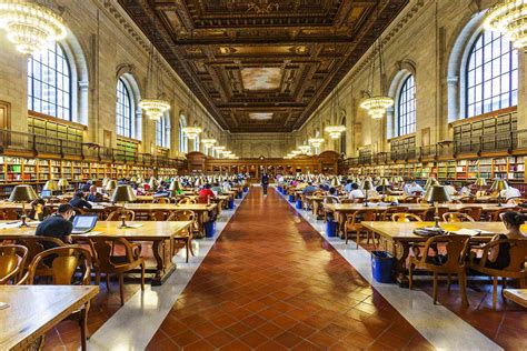 A public library with a reading room and study areas