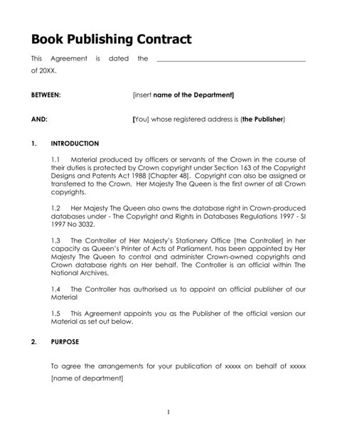 Publishing Contract Template