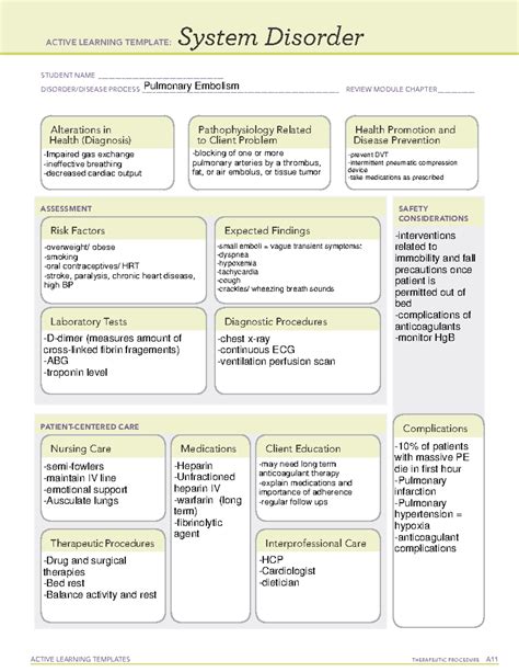 Pulmonary Embolism System Disorder