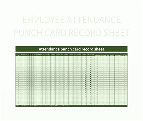 Punch Card Template for Excel