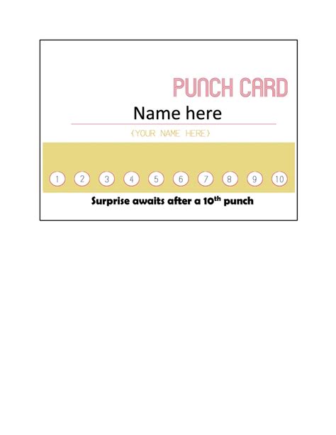 Punch Card Template for Word