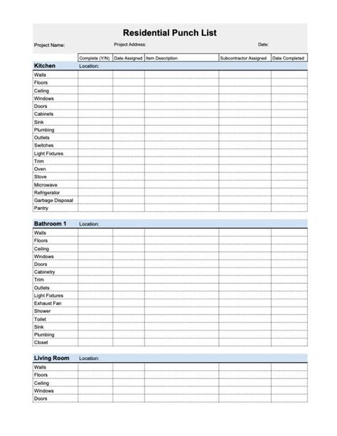 Punch List Template Google Sheets