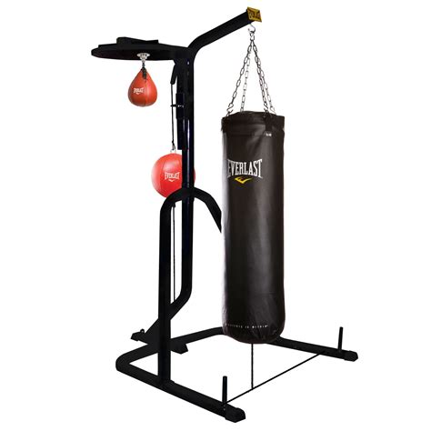 Punching bag stand in a home gym