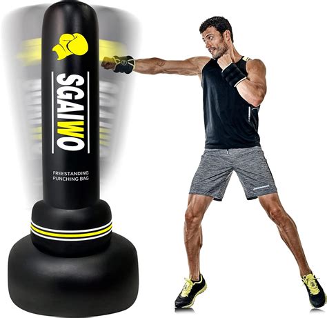 Punching bag stand up in use