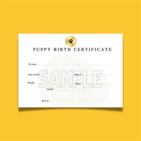 Puppy Birth Certificate with Floral Design