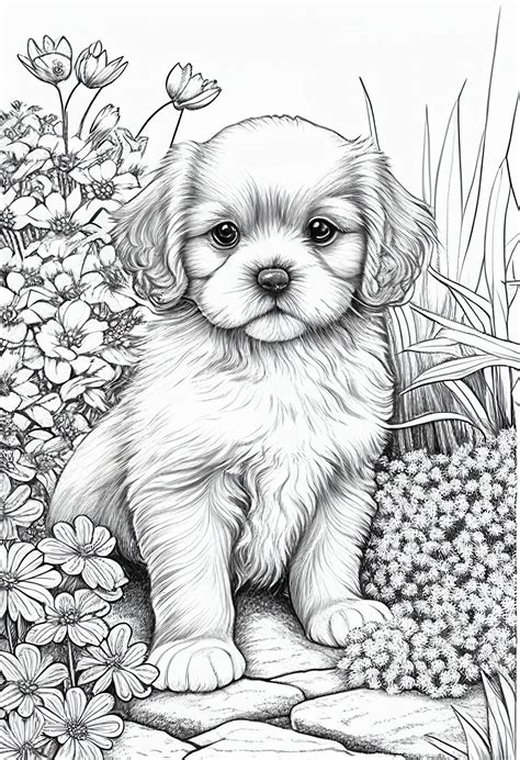 Puppy coloring book for adults