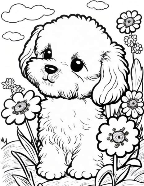 Puppy coloring book for girls