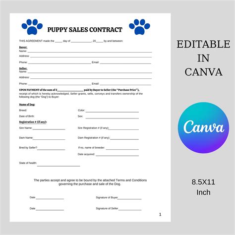 puppy contract template