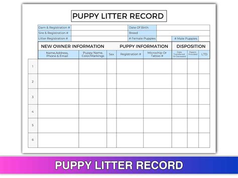 puppy records template download