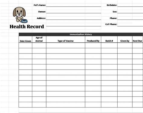 puppy records template editable