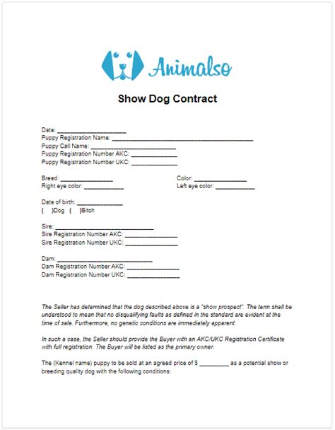 Puppy Sales Contract Template 2