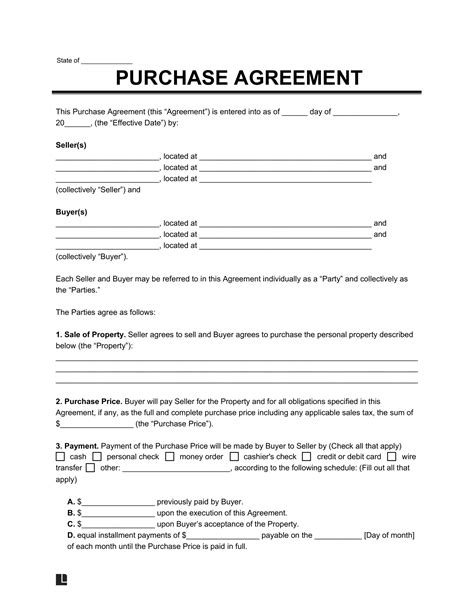 Purchase Agreement Form