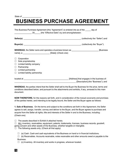 Purchase Agreement Template 4