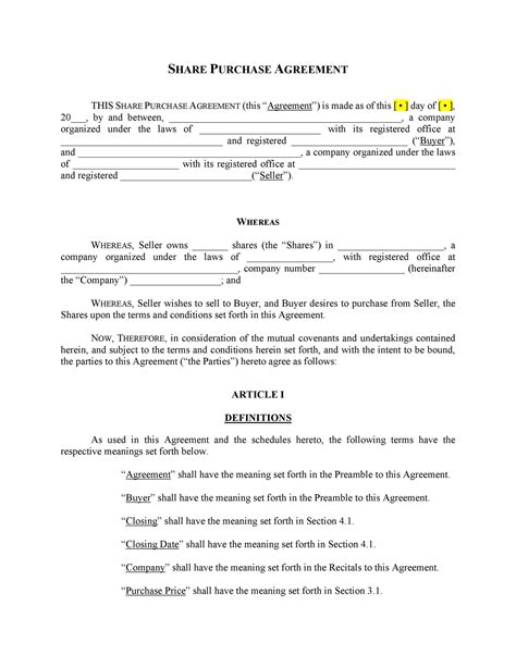 Purchase Agreement Template 5