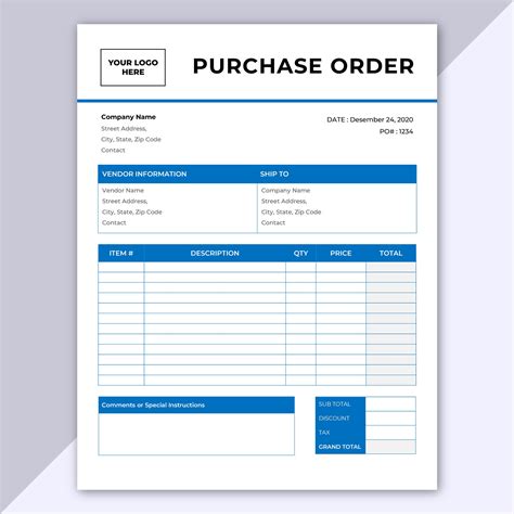 Purchase Order Template Word