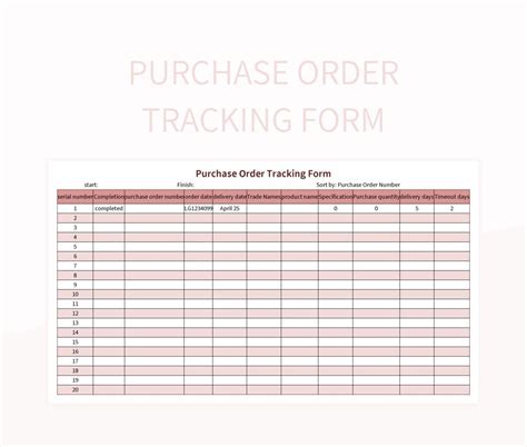 Purchase Order Tracking Template