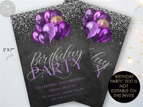 Purple Birthday Invitation Template