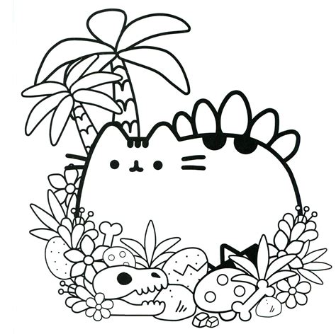 Pusheen accessories coloring pages