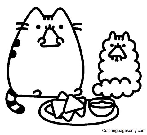 Pusheen food coloring pages