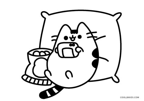 Pusheen relaxing coloring pages