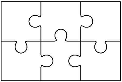 Puzzle piece template with 6 pieces