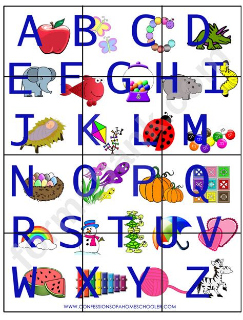 Puzzle Template with Alphabet