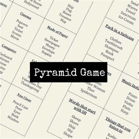 100,000 Pyramid Game Template Categories