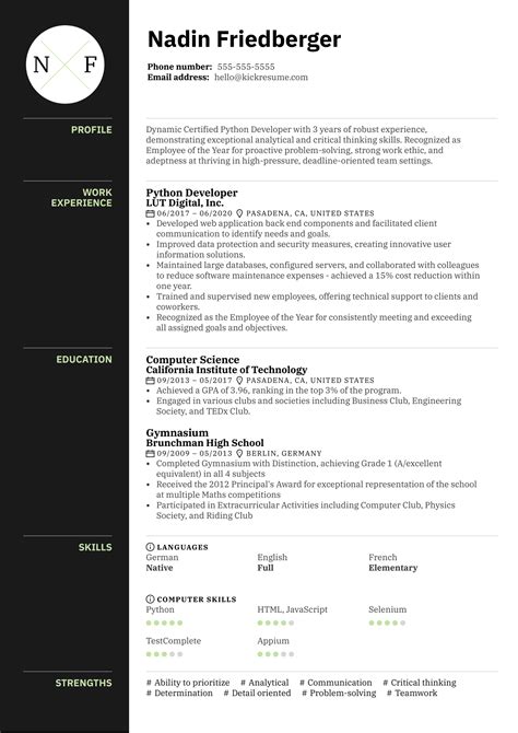 Python Developer Resume Format