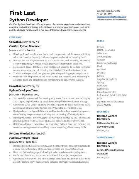 Python Developer Resume Tips