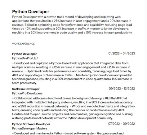 Python Work Experience