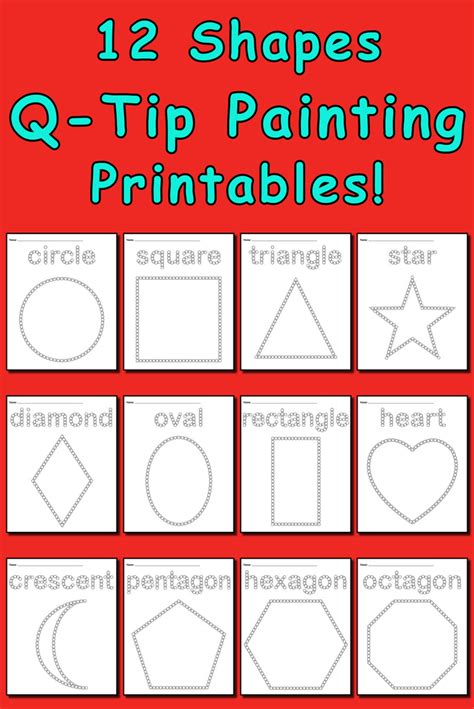 Q-tip painting printables shape recognition gallery