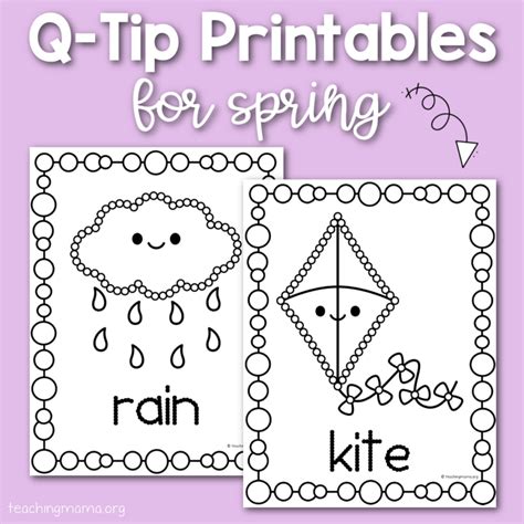 Q-tip painting templates for kids spring