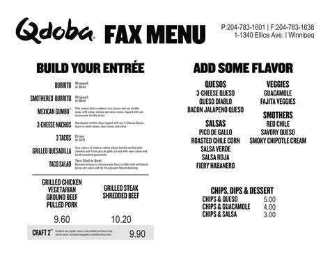 Qdoba Menu Printable Version Gallery 1