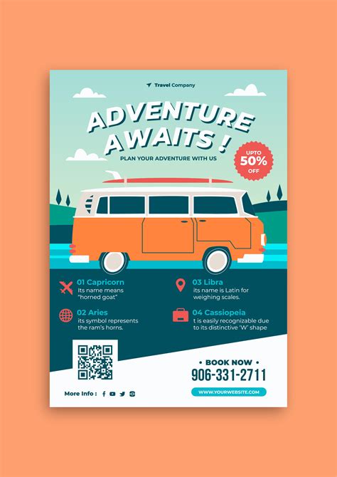 Travel QR Code Flyer Template Design