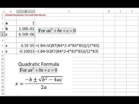 Quadratic Formula in Excel Method 1