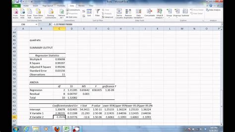 Quadratic Regression in Excel