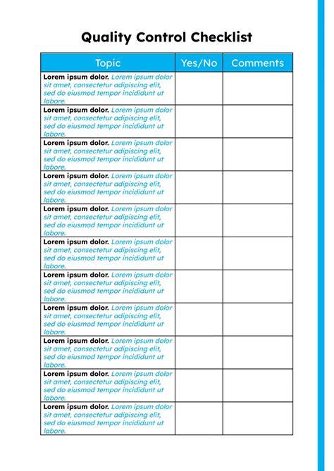 Quality Control Checklist Template