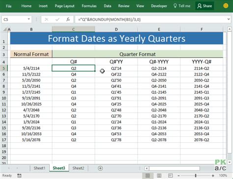 Quarter and year Excel template