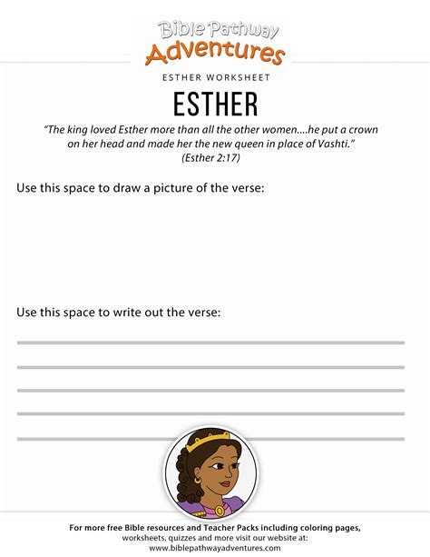 Queen Esther Bible Study Worksheets