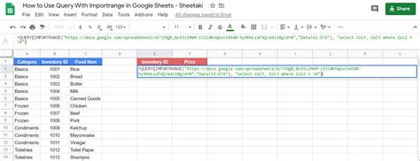 Using Query Function to Filter Importrange