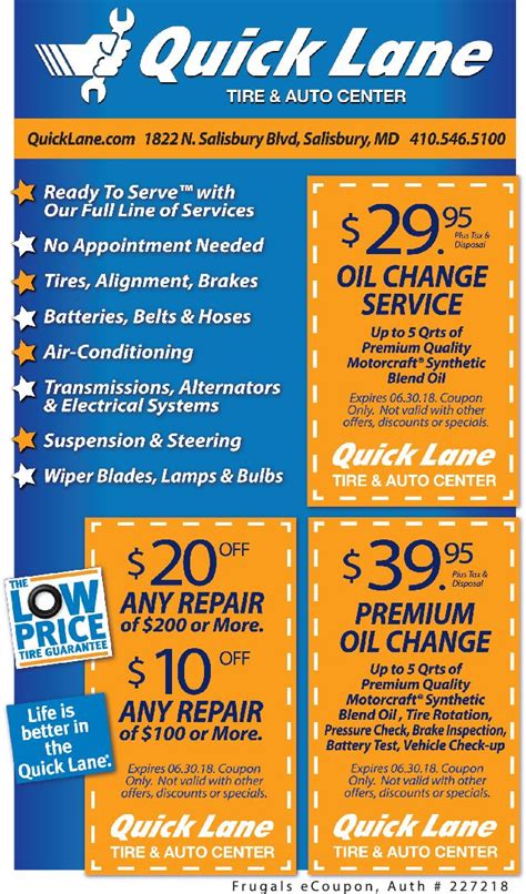 Quick Lane Discounts Coupon