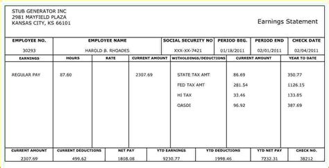 QuickBooks Check Stub Template 1