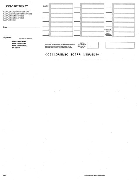 QuickBooks Deposit Slip Template