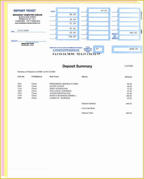 QuickBooks Deposit Slip Template Customization