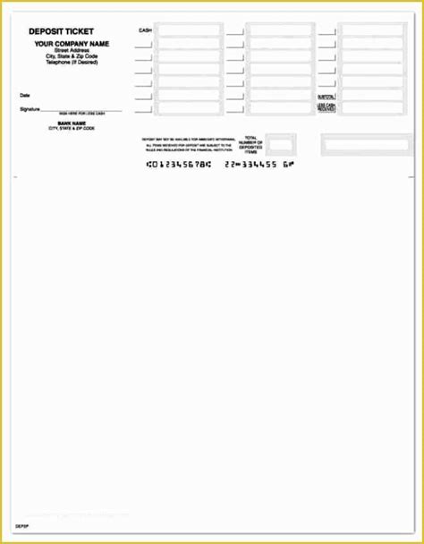 QuickBooks Deposit Slip Template Layout