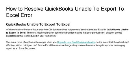 QuickBooks Export to Excel Error