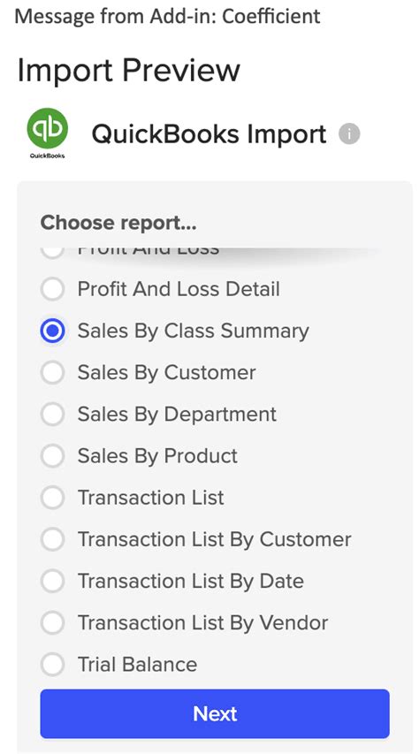 QuickBooks Export to Excel Settings