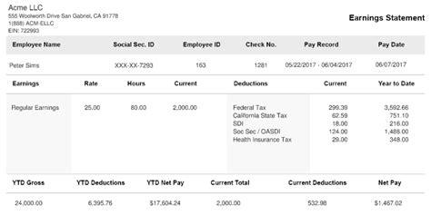 QuickBooks Pay Stub Template 8